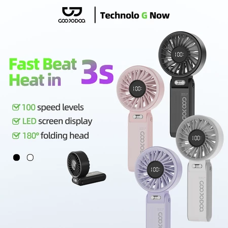 Quạt gấp 180° im lặng GOOJODOQ siêu gió 100 cấp độ, màn hình nguồn LED