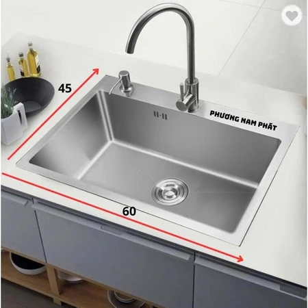 CHẬU ĐÚC Combo Bồn rửa chén Chậu Rửa Chén Bát INOX N17 6045 Xả Rổ Vòi chén Đầu hút