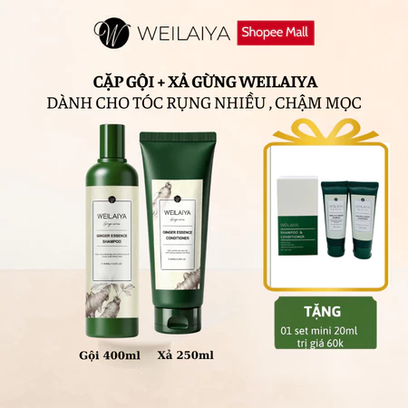 Bộ dầu Gội xả gừng Weilaiya giảm rụng, kích mọc tóc chính hãng [GỘI 400ml+XẢ 250ml]