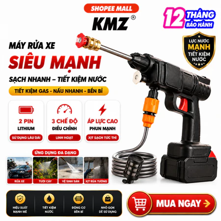[VỪA MỞ BÁN] Máy Rửa Xe Không Dây 48V Pin 6000mAh Siêu Mạnh – Kèm 2 Pin, Bình Bọt, Đầu Phun Đa Năng