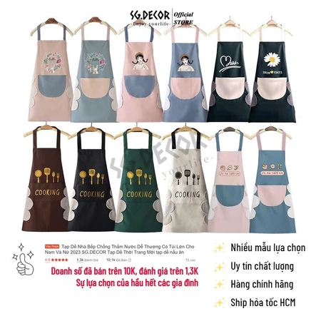 Tạp Dề Nhà Bếp Chống Thấm Nước Dễ Thương Có Túi Lớn Cho Nam Và Nữ SG.DECOR bếp nấu ăn thời trang