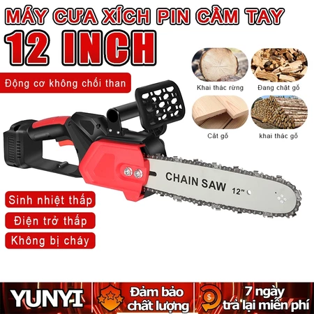 Máy cưa cầm tay,Máy cưa xích cầm tay,máy cưa gỗ Lõi đồng - Động cơ không chổi than - Bảo hành 1 năm