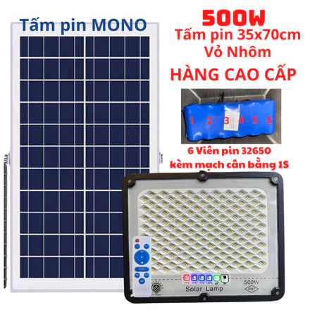 Đèn Năng Lượng Mặt Trời,Đèn Led Chống Lóa Cao Cấp 2026 TT SOLAR 100W,200W,300W,500w Vỏ Nhôm,IP67, BH 2 Năm