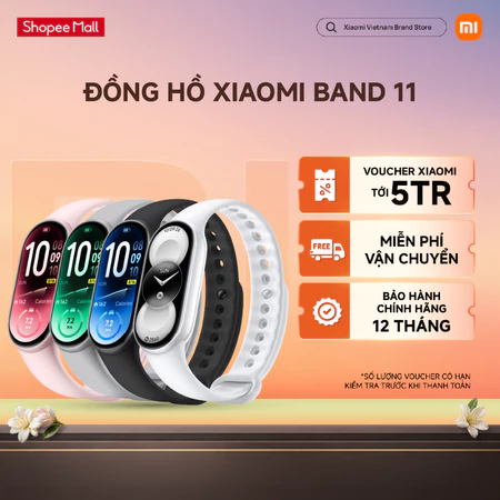 Đồng hồ thông minh Xiaomi Smart Band 10/ Band 11 - Độ sáng màn 1500 nit - Bảo hành 12 tháng