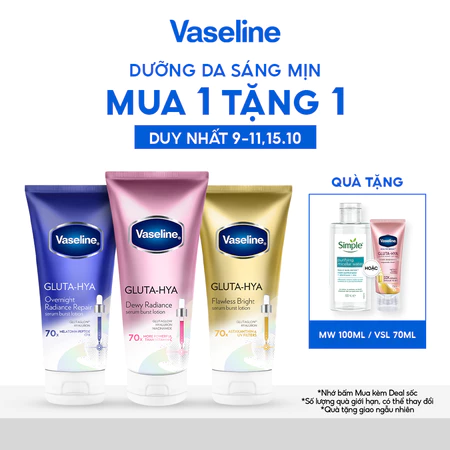 Serum Vaseline Gluta-Hya Dưỡng Da Sáng Mịn Sau 5 Ngày 300ML