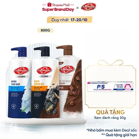 Sữa Tắm Lifebuoy 800gr Detox Và Sạch Sâu Khỏi Bụi Mịn PM2.5 Diệt Khuẩn