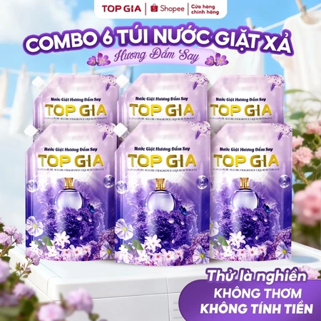 Nước Giặt TOPGIA Hương Đắm Say Dịu Nhẹ An Toàn Cho Da Lưu Hương 72H Tẩy Sạch Vết Bẩn Túi 1L