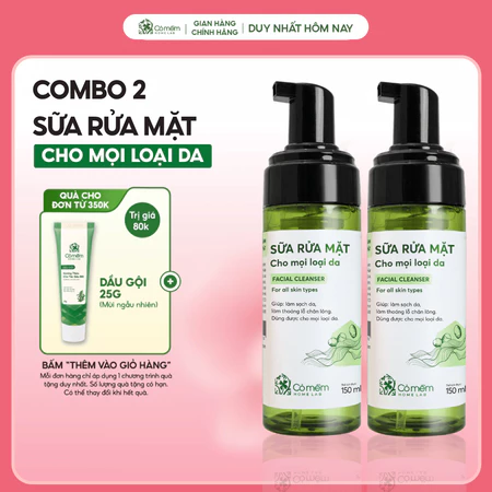 Bộ 2 Chai Sữa Rửa Mặt Tạo Bọt Sạch Sâu Không Khô Da Cỏ Mềm