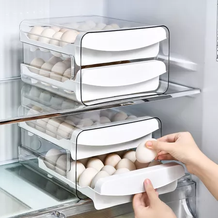 hộp đựng trứng kioto 2 tầng 32 - 40 ô Chất liệu nhựa PP và PET hộp gọn gàng ngăn lắp tiện lợi nhựa bền đẹp