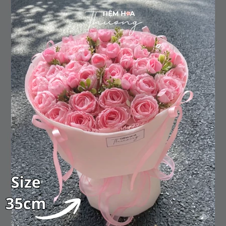 [Nhiều Mẫu] Bó Hoa Trà Ngọc Lụa Tone Hồng Dễ Thương, Bền Lâu Không Tàn, Quà Tặng Ý Nghĩa, Kèm Túi Thiệp