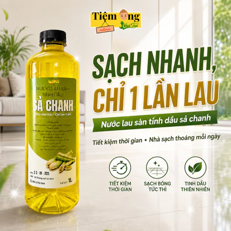 Nước lau sàn sả chanh Tiệm Ông Nhà Tui sạch nhanh 1 lần lau hữu cơ sạch khuẩn thơm mát chai 1000ml