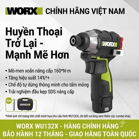 Full bộ Khoan pin Worx 132X Phiên bản 2026 chuyên vít 12V