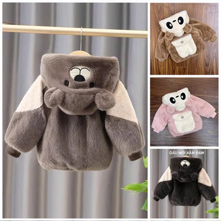 Áo khoác lông, lót nỉ họa tiết thêu cho bé trai , bé gái size 5-22kg