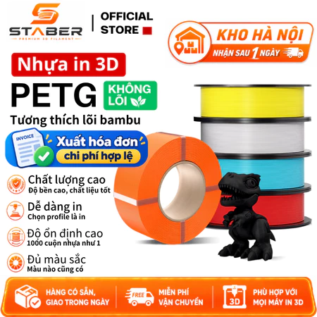 [Hà Nội HỎA TỐC] Nhựa In 3D PETG BASIC Không Lõi Chất Lượng Cao, STABER Hà Nội (Xuất hóa đơn cho HKD, CTY)
