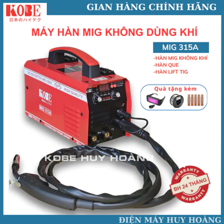 Máy hàn mig không dùng khí KOBE 315A  Máy hàn 3 chức năng mig-que giá tốt sử dụng cho gia đình và thợ