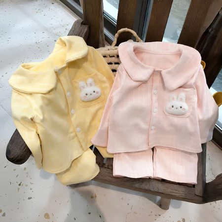 Bộ Pijama Kẻ Gắn Gấu Dễ Thương Cho Bé Gái Và Trai Chất Zip Lông Dày Mềm Ấm Có Túi Cho Bé Từ 6-16Kg