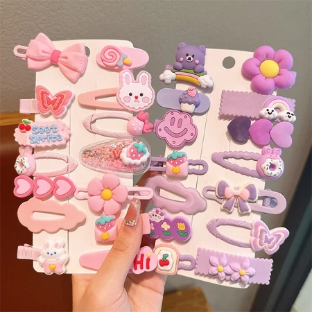 Set kẹp tóc cho bé gái đa màu sắc phong cách Hàn Quốc, phụ kiện tóc cho bé