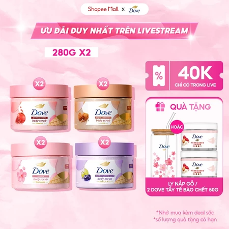 [LIVE] Combo 2 Smoothie Tẩy Tế Bào Chết Body Dove Chăm Da Sáng Mịn 298g/280g